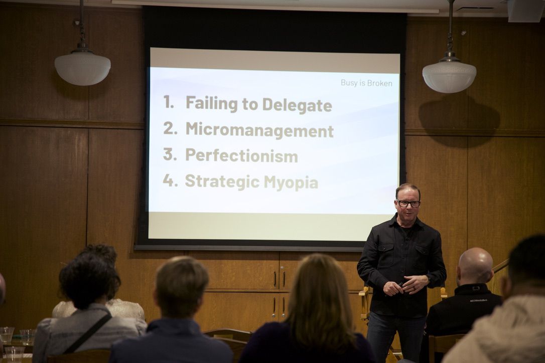 Bill presenting the Four Sins of the busy CEO